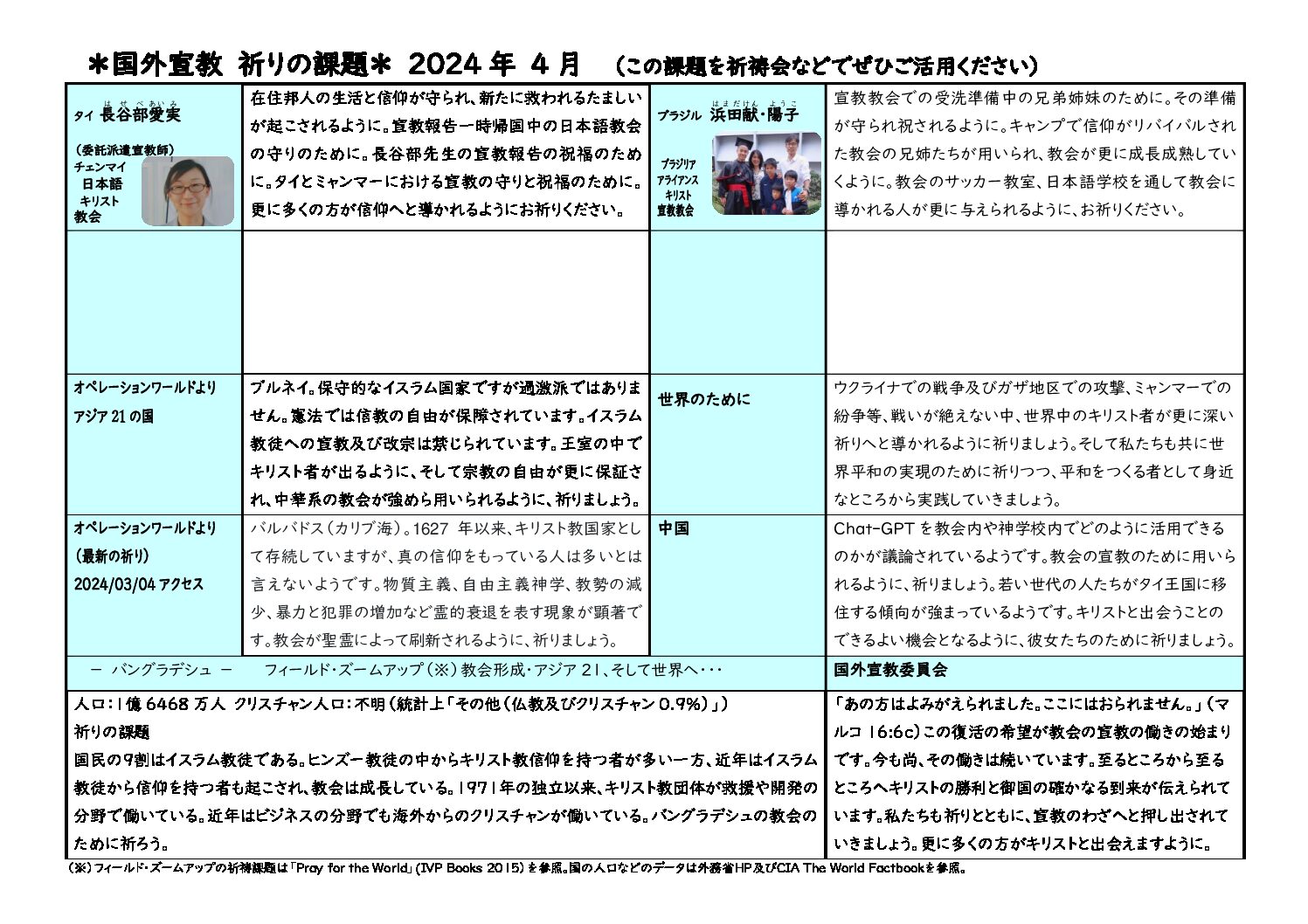 日本同盟基督教団　国外宣教委員会
