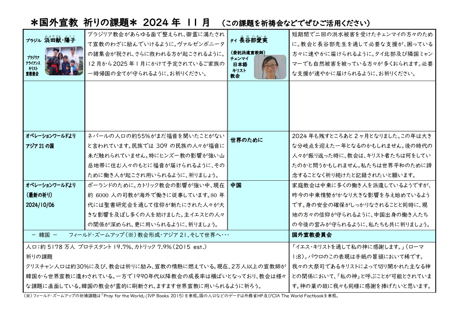 日本同盟基督教団　国外宣教委員会